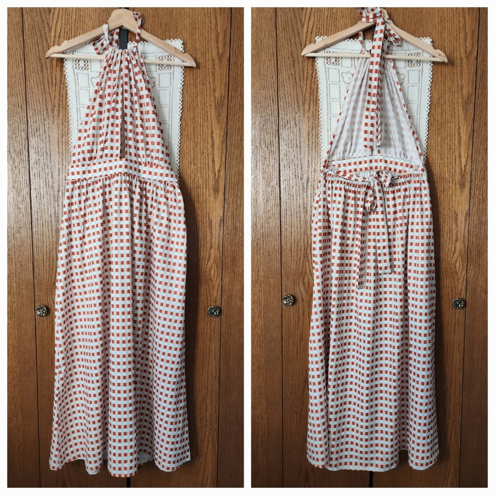 Cider NWT Halter Checkered Maxi Dress